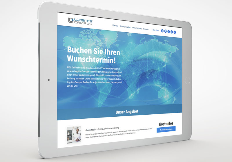 LOGSITES CAMPUS News: Neues Onlinebuchungs-System 24/7 und E-Learning. Auf logsites.de relaxed Online buchen.